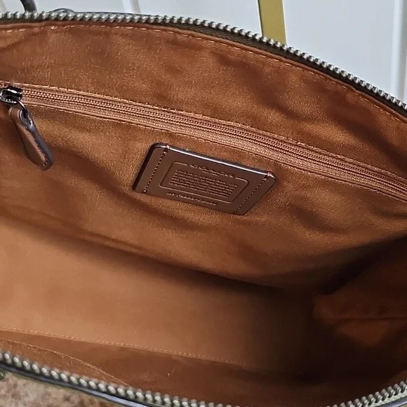 Coach NWOT Kacey Satchel Olive Green Detachable Crossbody Strap Suede & Leather - Picture 8 of 12